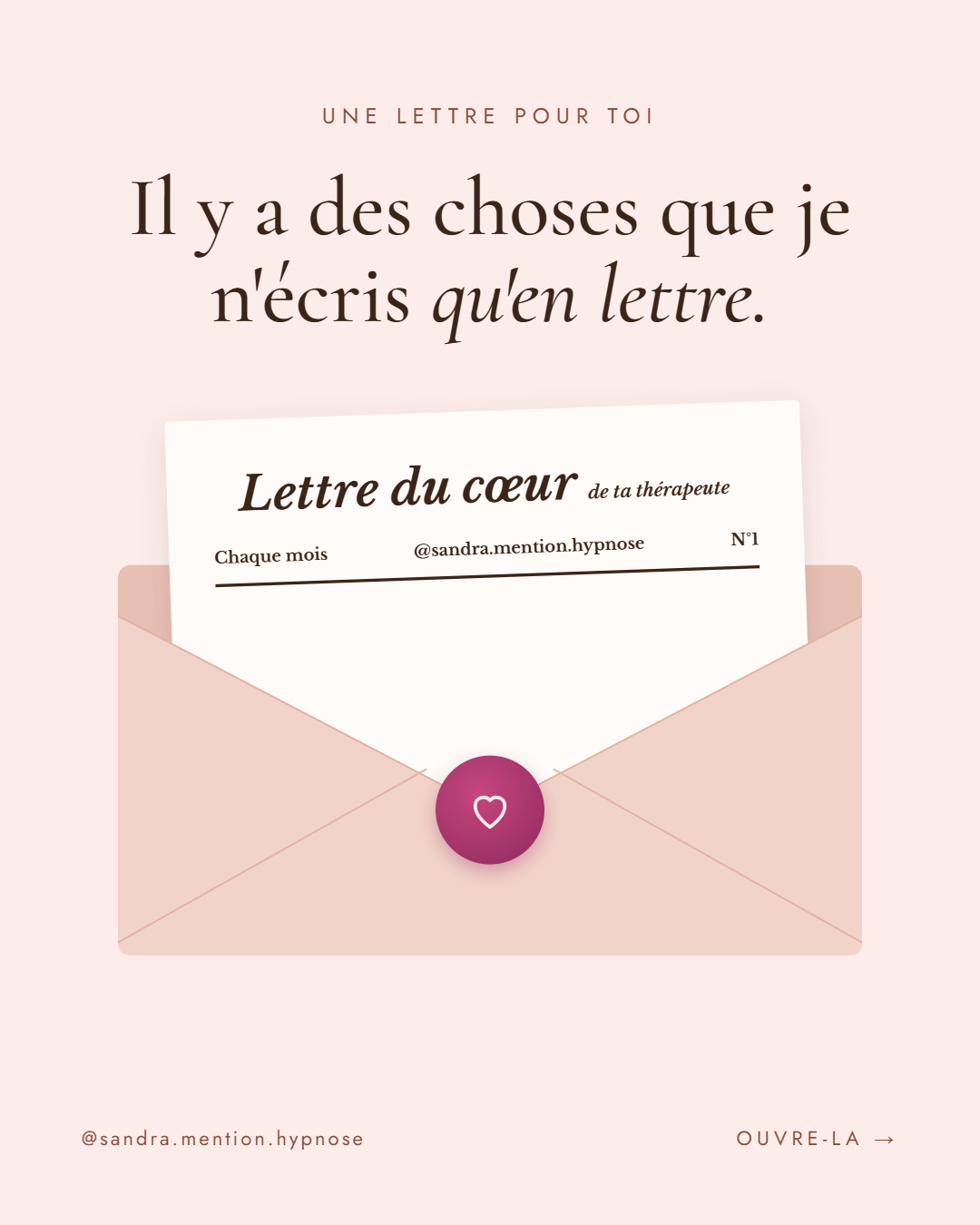 Enveloppe avec la Lettre du cœur de Sandra Mention
